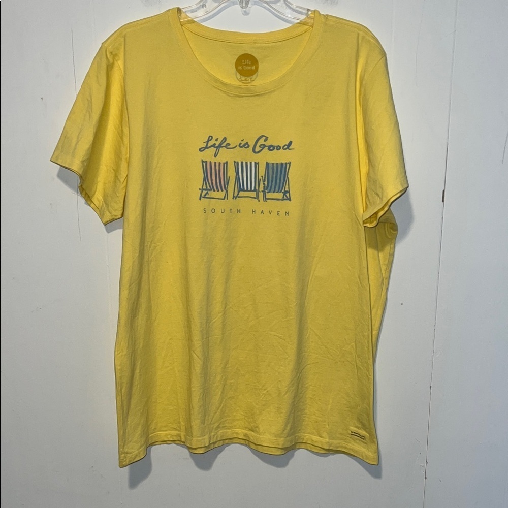 Life Is Good Sunny Yellow Tee with Graphic